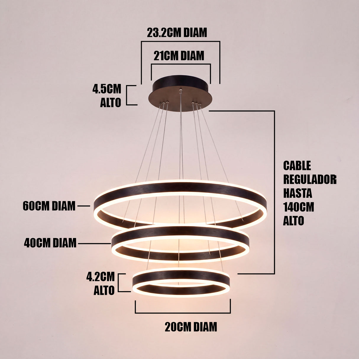 LÁMPARA COLGANTE LED SATURNO BLACK + CONTROL REMOTO