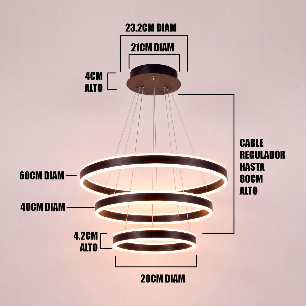 LÁMPARA COLGANTE LED SATURNO BLACK + CONTROL REMOTO