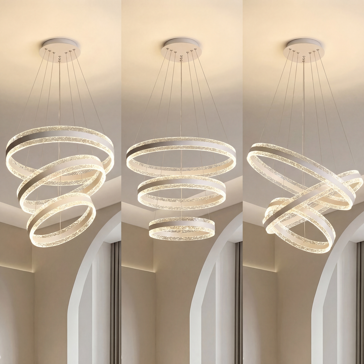 Diferentes configuraciones de diseño ajustando la inclinación de los anillos LED