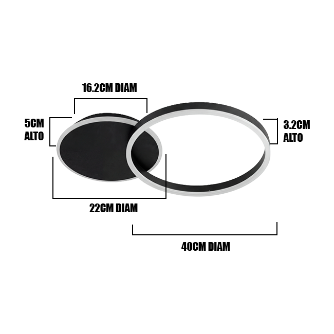 LÁMPARA DE TECHO MADRID BLACK LED 45W + CONTROL REMOTO