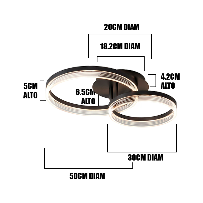 LÁMPARA DE TECHO KRISTAL BLACK LED XL + CONTROL REMOTO