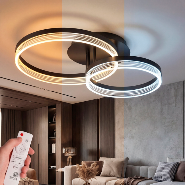 LÁMPARA DE TECHO KRISTAL BLACK LED XL + CONTROL REMOTO