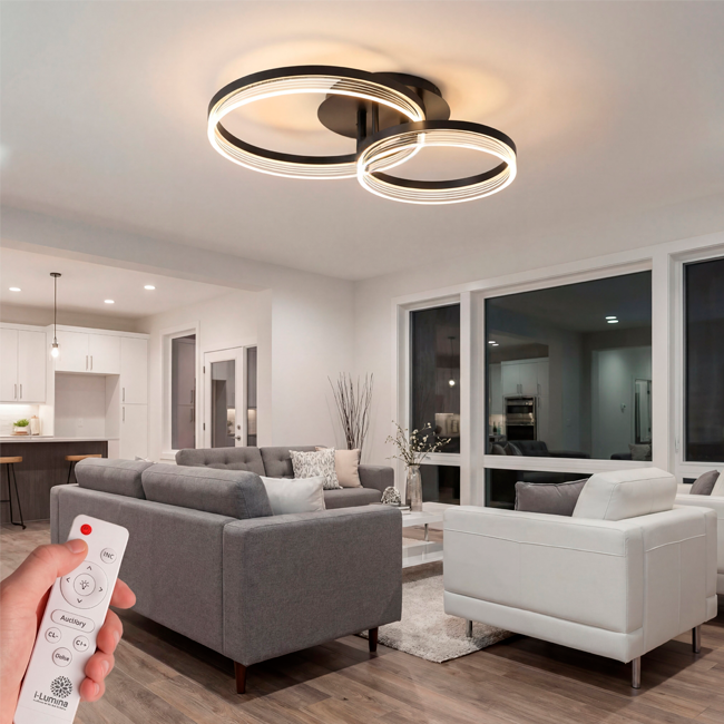 LÁMPARA DE TECHO KRISTAL BLACK LED XL + CONTROL REMOTO