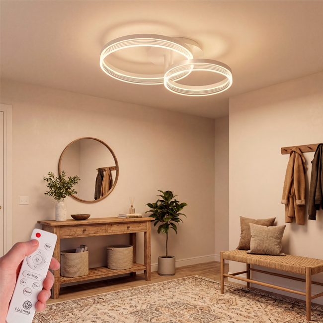 LÁMPARA DE TECHO KRISTAL WHITE LED XL + CONTROL REMOTO