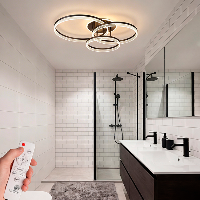 LÁMPARA DE TECHO ELENA BLACK LED + CONTROL REMOTO