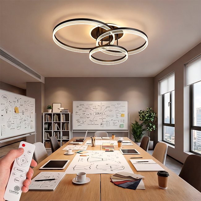 LÁMPARA DE TECHO ELENA BLACK LED + CONTROL REMOTO