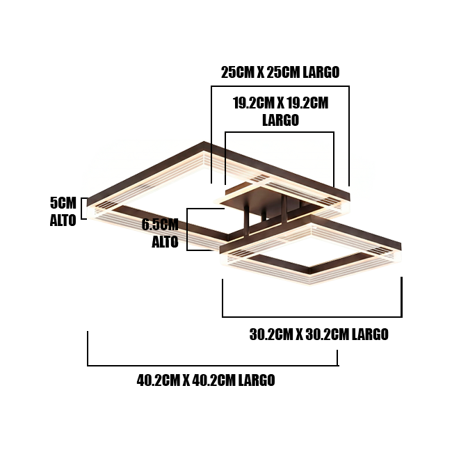 LÁMPARA DE TECHO AURA QUADRATA BLACK LED + CONTROL REMOTO