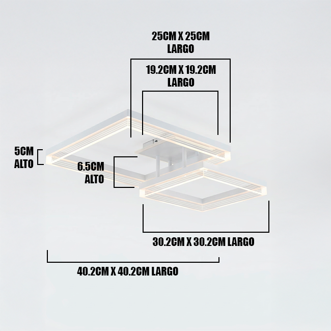 LÁMPARA DE TECHO AURA QUADRATA WHITE LED + CONTROL REMOTO