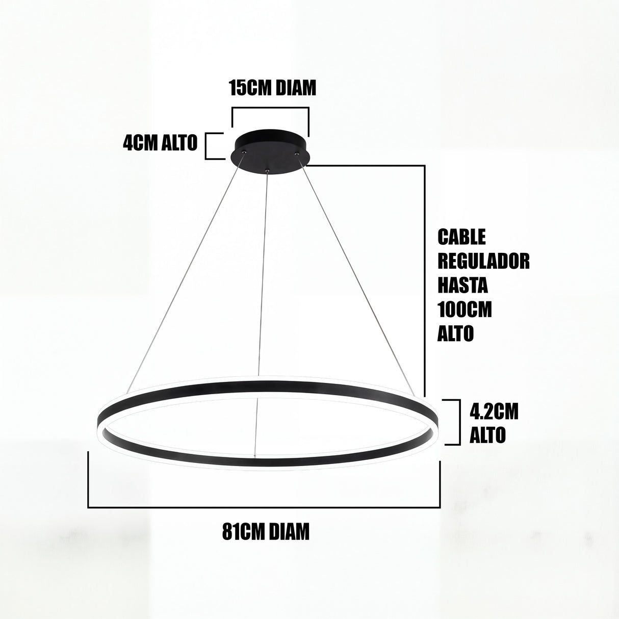 LÁMPARA COLGANTE LED NEO BLACK + CONTROL REMOTO