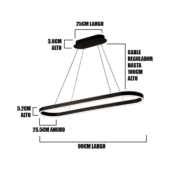 LÁMPARA COLGANTE LED HALO BLACK + CONTROL REMOTO