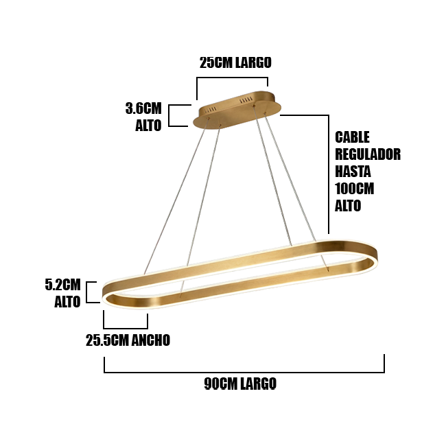 LÁMPARA COLGANTE LED HALO GOLD + CONTROL REMOTO