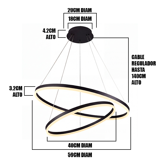 LÁMPARA COLGANTE LED ASTRO BLACK + CONTROL REMOTO