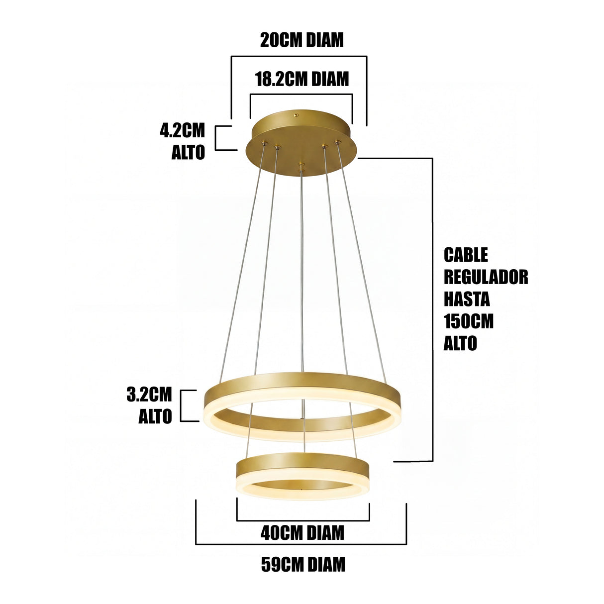 LÁMPARA COLGANTE LED ASTRO GOLD + CONTROL REMOTO