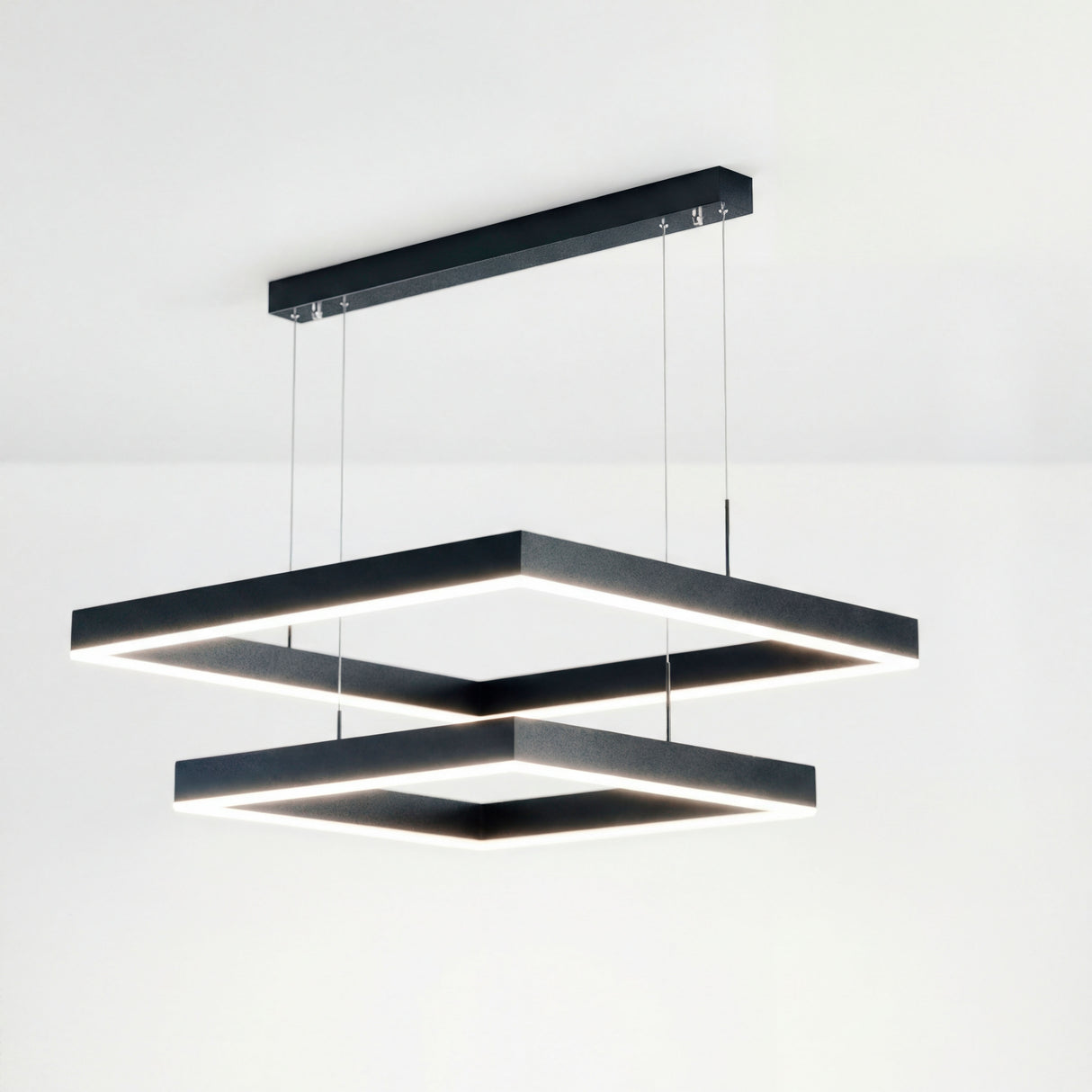 LÁMPARA COLGANTE LED SQUARE DÚO BLACK + CONTROL REMOTO