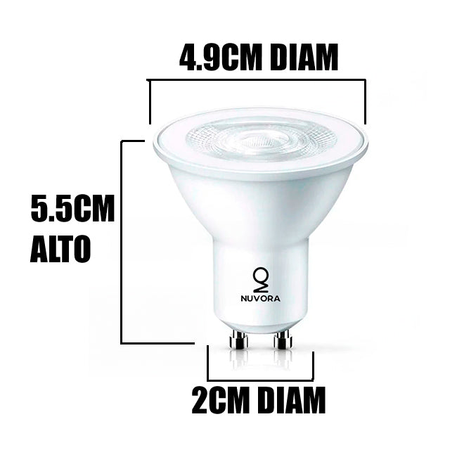 DICROICO LED 8W GU10 4000K LUZ INTERMEDIA MARCA NUVORA