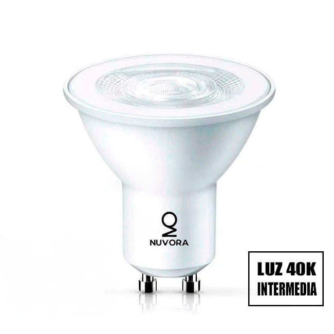 DICROICO LED 8W GU10 4000K LUZ INTERMEDIA MARCA NUVORA