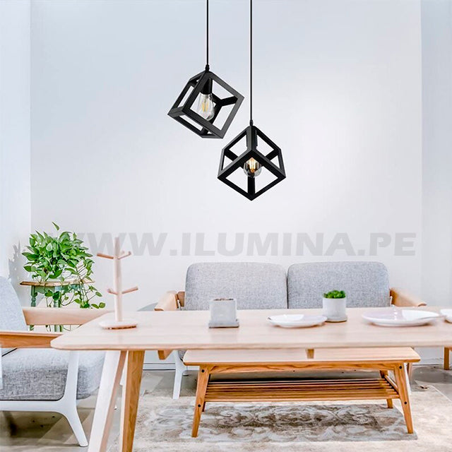 LÁMPARA COLGANTE CUBE BLACK LED ECOLAMPS