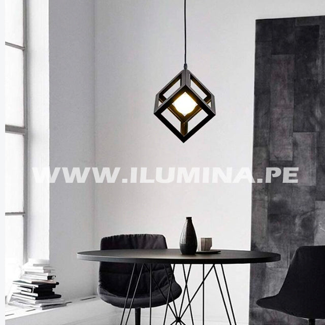 LÁMPARA COLGANTE CUBE BLACK LED ECOLAMPS