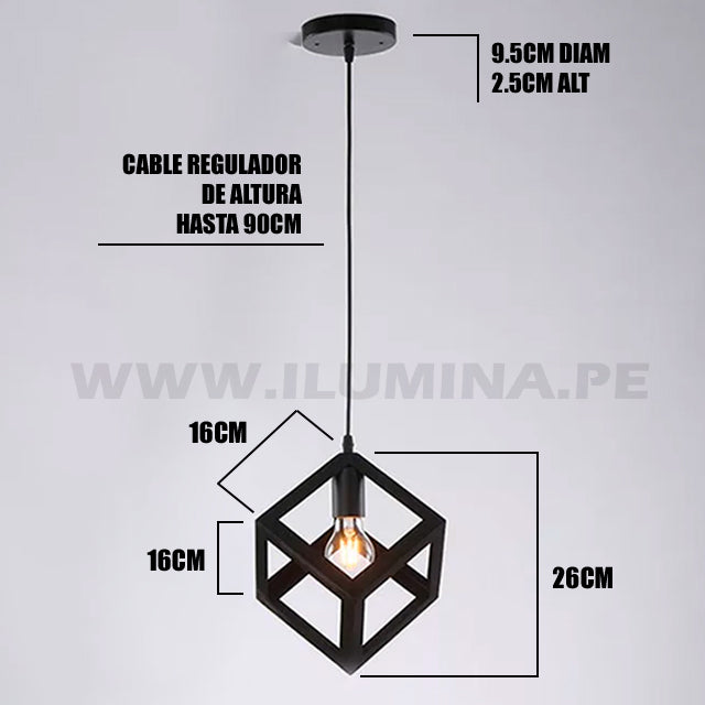 LÁMPARA COLGANTE CUBE BLACK LED ECOLAMPS