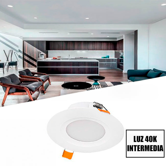 SET COMPLETO - SPOT EMPOTRABLE LED 8W LUZ INTERMEDIA 4000K - PARA CAJA OCTOGONAL