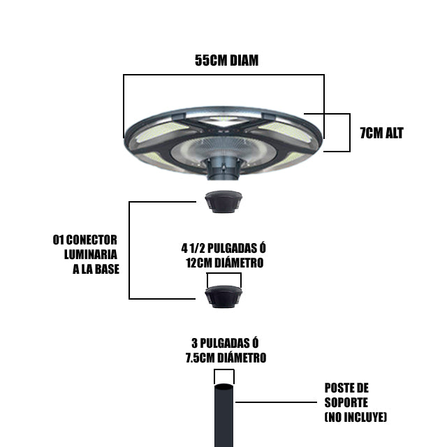 LUMINARIA OVNI SOLAR SLIM LED 600W + CONTROL REMOTO