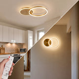 Lámpara LED de doble aro dorado para techo de cocina y pared de pasillo moderno.
