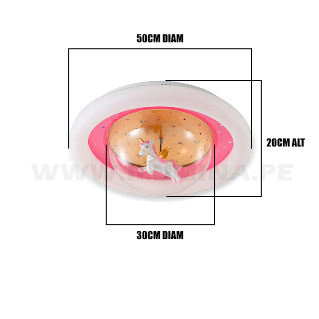 LÁMPARA DE TECHO INFANTIL UNICORNIO PINK LED + CONTROL REMOTO