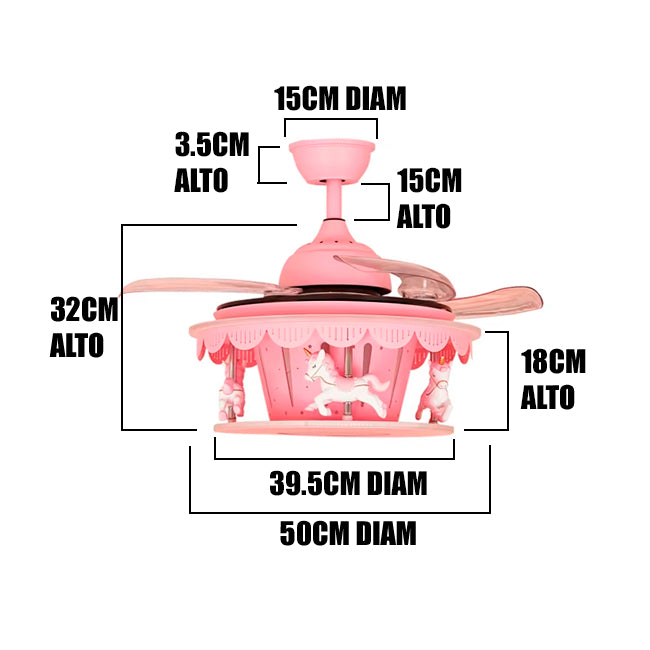 LÁMPARA DE TECHO INFANTIL UNICORN RIDE LED + CONTROL REMOTO