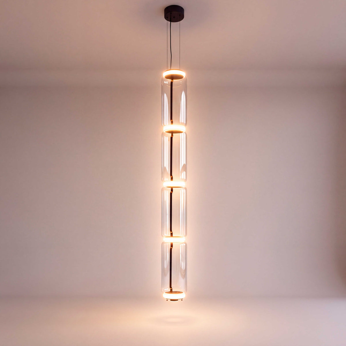 LÁMPARA COLGANTE LED DOBLE ALTURA ALTEA BLACK 5 AROS LUZ CÁLIDA