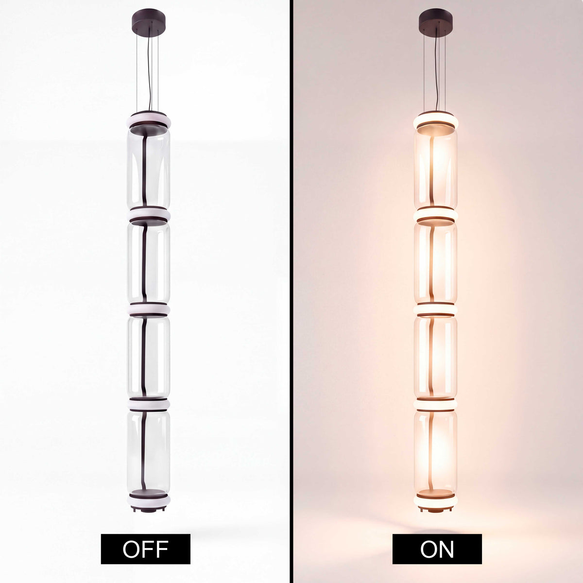 LÁMPARA COLGANTE LED DOBLE ALTURA ALTEA BLACK 5 AROS LUZ CÁLIDA
