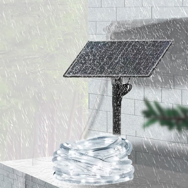 ROLLO DE CINTA LED 10 MTS CON PANEL SOLAR RGB MUTILCOLOR IP65 + CONTROL REMOTO