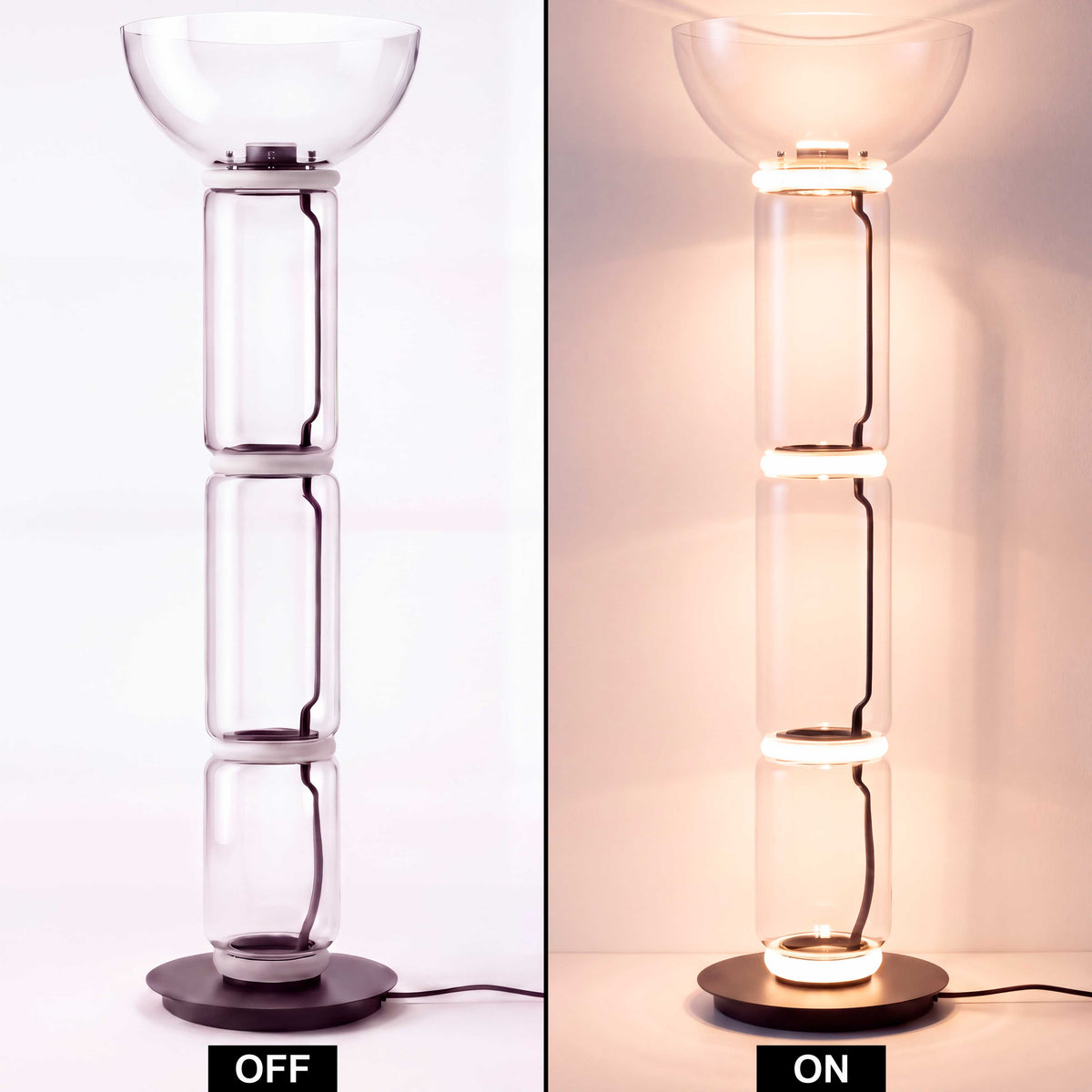 LÁMPARA DE PIE LED ALTEA BLACK 4 AROS LUZ CÁLIDA