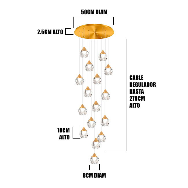 LÁMPARA COLGANTE CASCADA VERSALLES GOLD LED