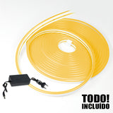 CINTA LED NEON FLEX 10W LUZ DORADA 12V SMD 2835 ECO + TRANSFORMADOR