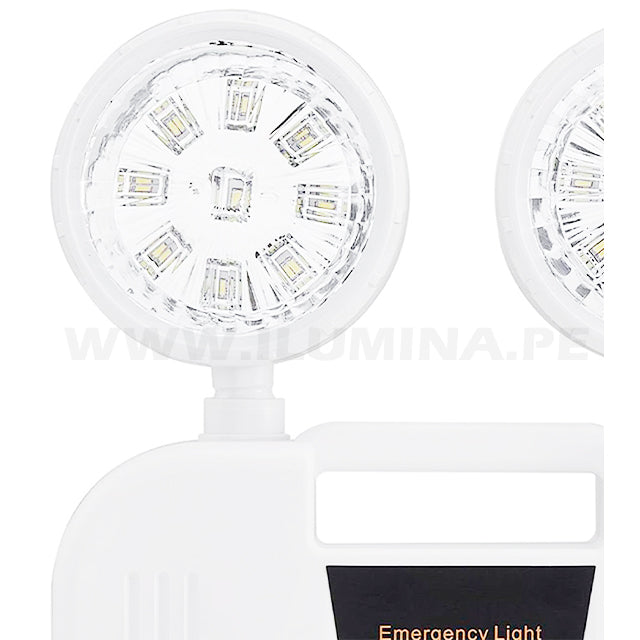 LÁMPARA DE EMERGENCIA 02 FAROLES MOD9101-220 2W 9 HORAS 210 LÚMENES COLOR BLANCO