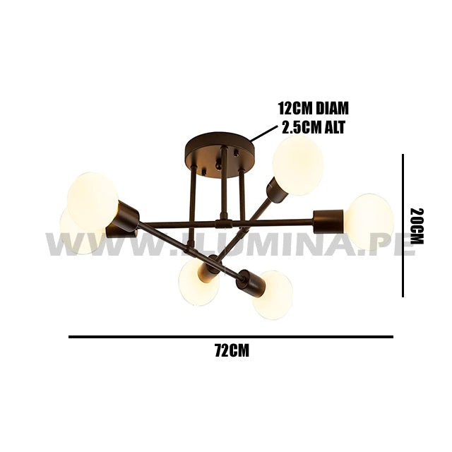 LÁMPARA COLGANTE OLENKA BLACK LED + FOCO LED G95 FILAMENTO ÁMBAR 4W LUZ CÁLIDA