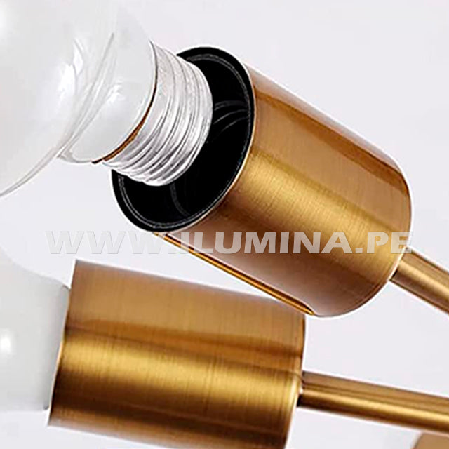 LÁMPARA COLGANTE OLENKA LED GOLD + FOCO LED G95 FILAMENTO TRANSP 4W 2700K LUZ CÁLIDA