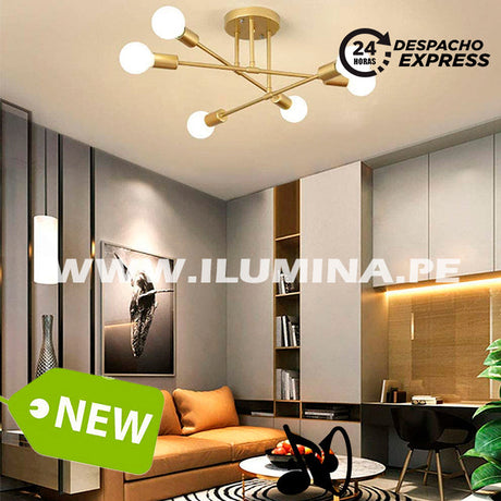 LÁMPARA COLGANTE OLENKA LED GOLD + FOCO LED G95 PAVONADO 10W ILUMINA