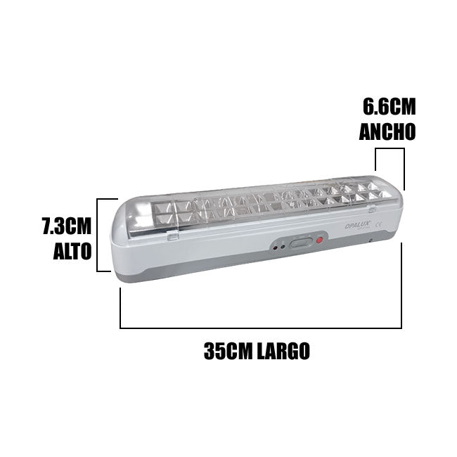 LÁMPARA DE EMERGENCIA RECTANGULAR ADOSABLE 30 LEDS SMD 7 HORAS OP-2195 LUZ BLANCA