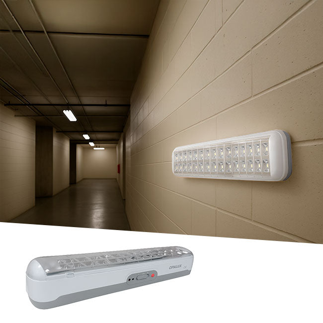 LÁMPARA DE EMERGENCIA RECTANGULAR ADOSABLE 30 LEDS SMD 7 HORAS OP-2195 LUZ BLANCA