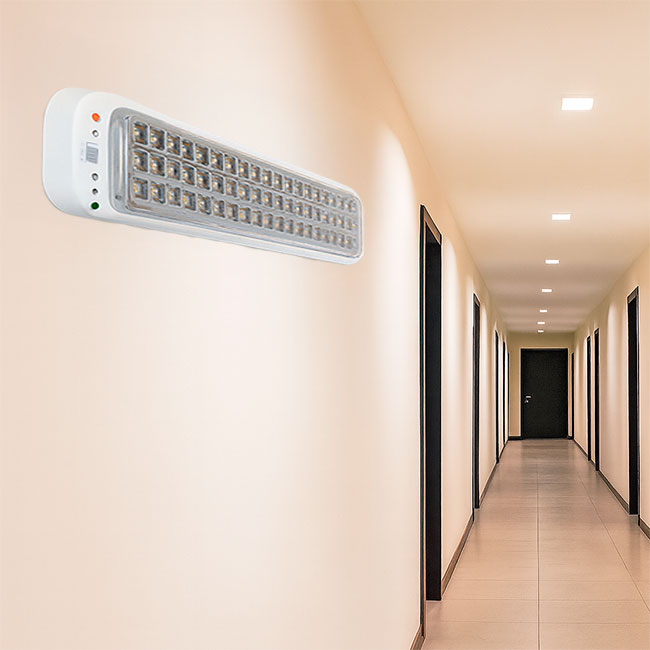 LÁMPARA DE EMERGENCIA RECTANGULAR ADOSABLE 60 LEDS SMD 8 HORAS OP-918LS LUZ BLANCA