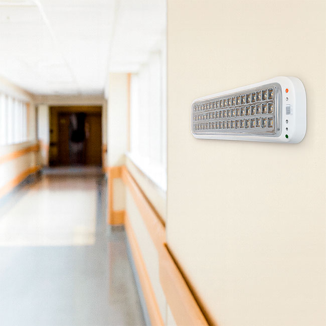 LÁMPARA DE EMERGENCIA RECTANGULAR ADOSABLE 60 LEDS SMD 8 HORAS OP-918LS LUZ BLANCA