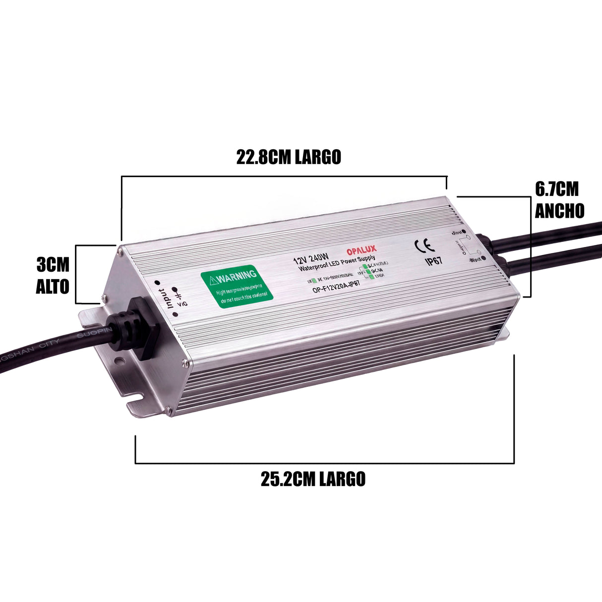 FUENTE DE ALIMENTACIÓN TRANSFORMADOR 12V 240W PARA TIRAS LED IP67 EXTERIOR WATERPROOF 20A - OPL