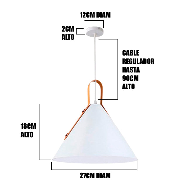 LÁMPARA COLGANTE CAMPANA DE ALUMINIO VERÓNICA WHITE / SIN FOCO