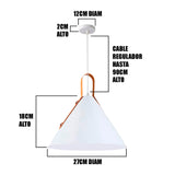 LÁMPARA COLGANTE CAMPANA DE ALUMINIO VERÓNICA WHITE / SIN FOCO