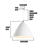 LÁMPARA COLGANTE CAMPANA DE ALUMINIO ROSARIO WHITE / SIN FOCO