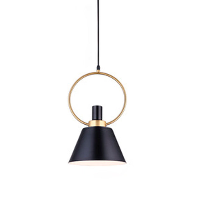 LÁMPARA COLGANTE CAMPANA DE ALUMINIO LUANDA BLACK AND GOLD / SIN FOCO