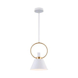 LÁMPARA COLGANTE CAMPANA DE ALUMINIO LUANDA WHITE AND GOLD / SIN FOCO