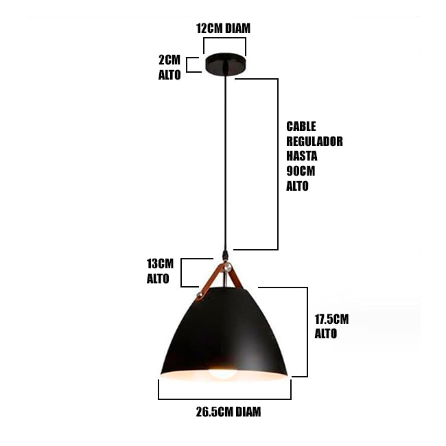 LÁMPARA COLGANTE CAMPANA DE ALUMINIO NAGOYA BLACK / SIN FOCO