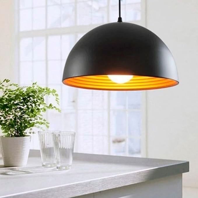 LÁMPARA COLGANTE CAMPANA DE ALUMINO ABIGAIL BLACK / SIN FOCO